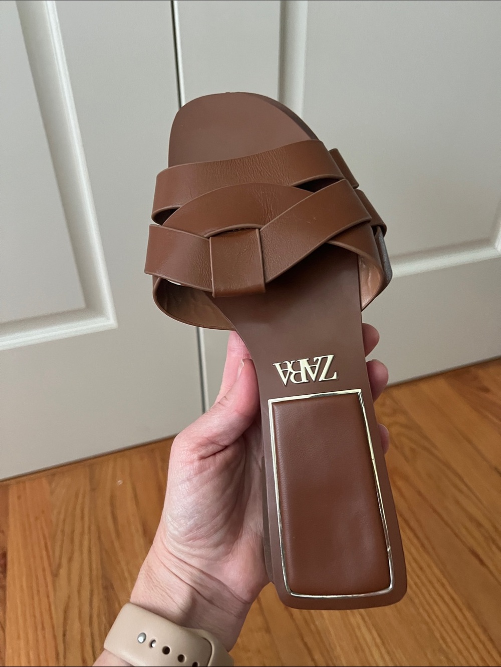 Zara Brown Flat Crossed leather Sandals 40 EU - Picture 12 of 16